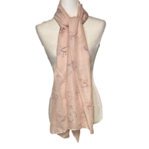 Sheer Pink Butterfly Scarf/Wrap